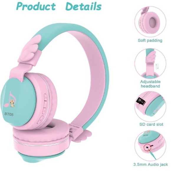 Kids Headphones - Wireless/Bluetooth - Volume Limit/Mic/Hand-free - TF Card - Picture 4 of 14